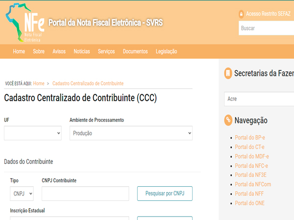 Cadastro Centralizado de Contribuinte (CCC)