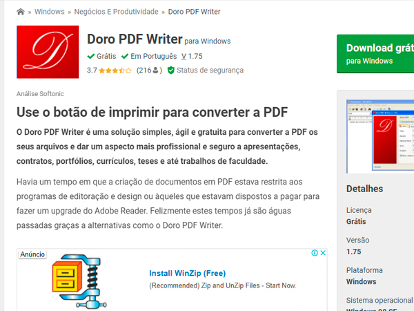 Download do Doro PDF - Impressora Virtual